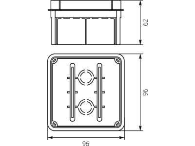 Puszka podtynkowa łączeniowa kwadratowa 100x100x62mm z deklem Elektro-Plast Opatówek Pp/t 3 11.3-124819