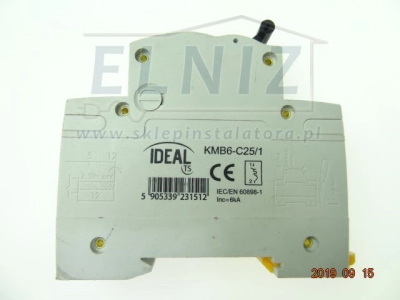 Wyłącznik nadprądowy 1-fazowy zwłoczny C25A Kanlux IDEAL KMB6-C25/1 23151-127523