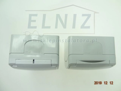 Gniazdko 230V 1-krotne natynkowe hermetyczne z uziemieniem bez przesłon białe klapka biała Elektro-Plast Opatówek Vi