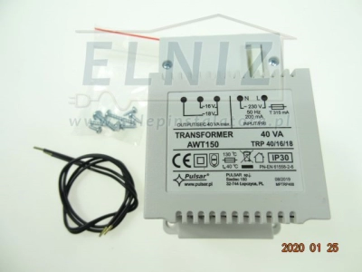 Transformator 230/18/16VAC 40VA natynkowy Pulsar AWT150 TRP 40VA/16V/18V-131963