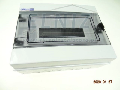 Rozdzielnica natynkowa 1x12 moduły IP65 z zaciskiem N przezroczyste drzwiczki Elektro-Plast Opatówek NEO RH-12 36.12-1