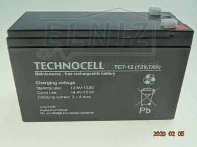 Akumulator ołowiowo-kwasowy 151mm 12V 7Ah Emu Technocell TC7-12-132125