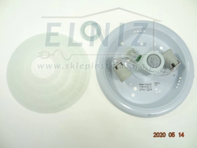 Plafoniera z czujnikiem ruchu okrągła niehermetyczna 2xE27 klosz szklany mleczny biała Kanlux FOGLER DL-240O 18120-13