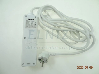 Przedłużacz elektryczny 230V z podświetlanym wyłącznikiem: 3x gniazdo typu E + przewód 3m (3x1,5mm) + wtyk unischu