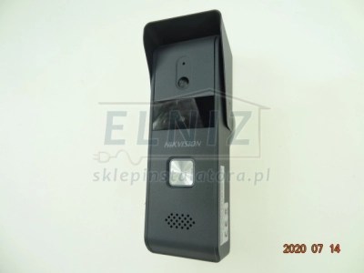 Zestaw wideofonowy jednorodzinny 4-przewodowy Hikvision DS-KIS203T: stacja zewnętrzna z kamerą 0,4MP DS-KB2421T-IM + m