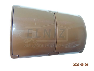 Gniazdko 230V 2-krotne natynkowe hermetyczne z uziemieniem bez przesłon brązowe klapka brązowa Elektro-Plast Opatówe
