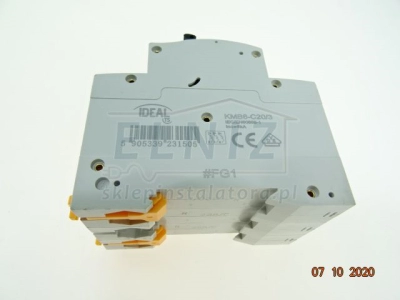 Wyłącznik nadprądowy 3-fazowy zwłoczny C20A Kanlux IDEAL KMB6-C20/3 23150-138046