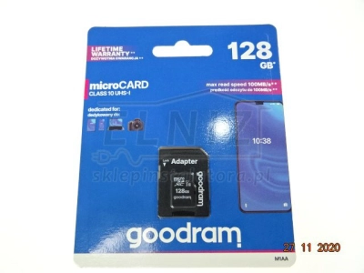 Karta pamięci MicroSDXC 128GB 100Mb/s + adapter Goodram M1AA-1280R12-138660