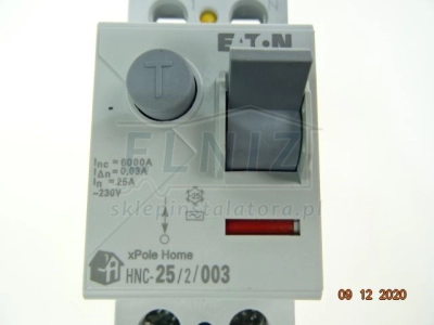 Wyłącznik różnicowoprądowy 1-faz. AC czułość 30mA prąd maks. 25A Eaton CFI6-25/2/003 235753 HNC-25/2/003 194690