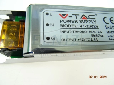 Zasilacz LED 12VDC 25,2W 2,1A siatkowy IP20 V-Tac VT-20026 3228-139119