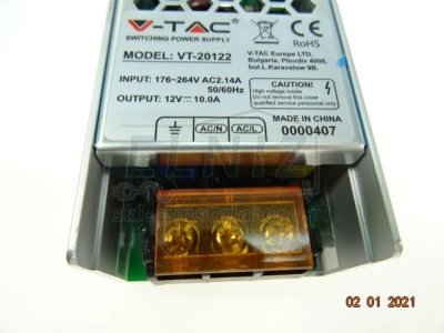 Zasilacz LED 12VDC 120W 10A siatkowy IP20 V-Tac VT-20122 3243-139128