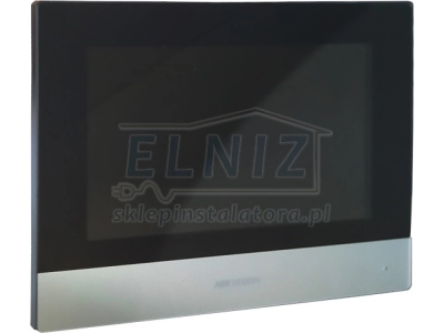 Monitor dotykowy LCD 7'' 1024x600px Wi-Fi systemu wideofonowego 2-żyłowego IP PoE/12VDC intercom czarny Hikvision DS-K