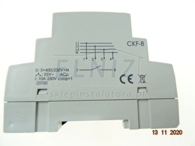 Czujnik zaniku i kolejności faz bez kontroli stycznika 1xNO szynowy F&F CKF-B-141002