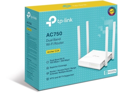 Router DSL WiFi dwupasmowy 2,4/5GHz ac 433Mb/s i 5 portów RJ45 100Mb/s (4xLAN i 1xWAN) TP-Link Archer C24-144200