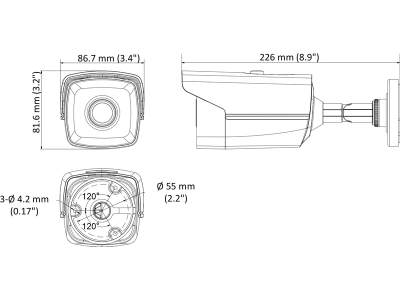 Kamera analogowa HD-TVI, AHD, CVI, CVBS tubowa IP67 2MP IR EXIR 80m 79,1st WDR Hikvision DS-2CE16D8T-IT5F(3.6mm)-151598
