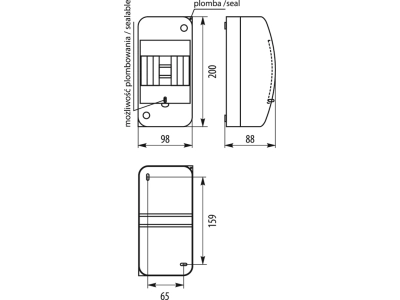 Rozdzielnica natynkowa 1x4 moduły IP42 z zaciskami N+PE przezroczyste drzwiczki Elektro-Plast Opatówek RNT-4 3.2-15176
