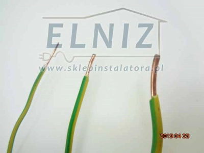 Przewód pojedynczy, miedziany drut w zielono-żółtej izolacji DY 1,5mm² 450/750V H07V-U-123797