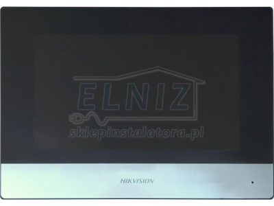 Monitor dotykowy LCD 7'' 1024x600px Wi-Fi systemu wideofonowego IP PoE/12VDC intercom czarny Hikvision DS-KH6320-WTE1-15