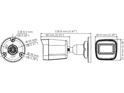 Kamera analogowa HD-TVI, AHD, CVI, CVBS tubowa mała IP67 5MP IR EXIR 30m 85st Hikvision DS-2CE16H0T-ITF(2.8mm)-155815
