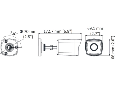 Kamera IP tubowa mała IP67 4MP IR EXIR 30m 100st. WDR Hikvision DS-2CD1043G0-I(2.8mm)-156250
