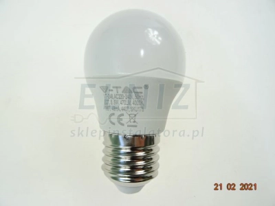 Żarówka LED 230V trzonek E27 mała kulka 470lm 5,5W neutralna 4000K 180st. mleczna 5 lat V-Tac VT-246 175-157103