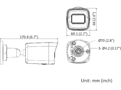 Kamera IP tubowa mała IP67 4MP IR EXIR 30m 99st. WDR AcuSense Hikvision DS-2CD1043G2-I(2.8mm)-158985