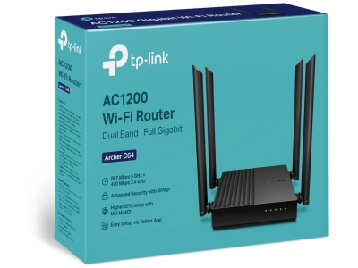 Router DSL WiFi dwupasmowy 2,4/5GHz ac 867Mb/s MU-MIMO i 5 portów RJ45 1Gb/s (4xLAN i 1xWAN) serwer VPN TP-Link Archer 